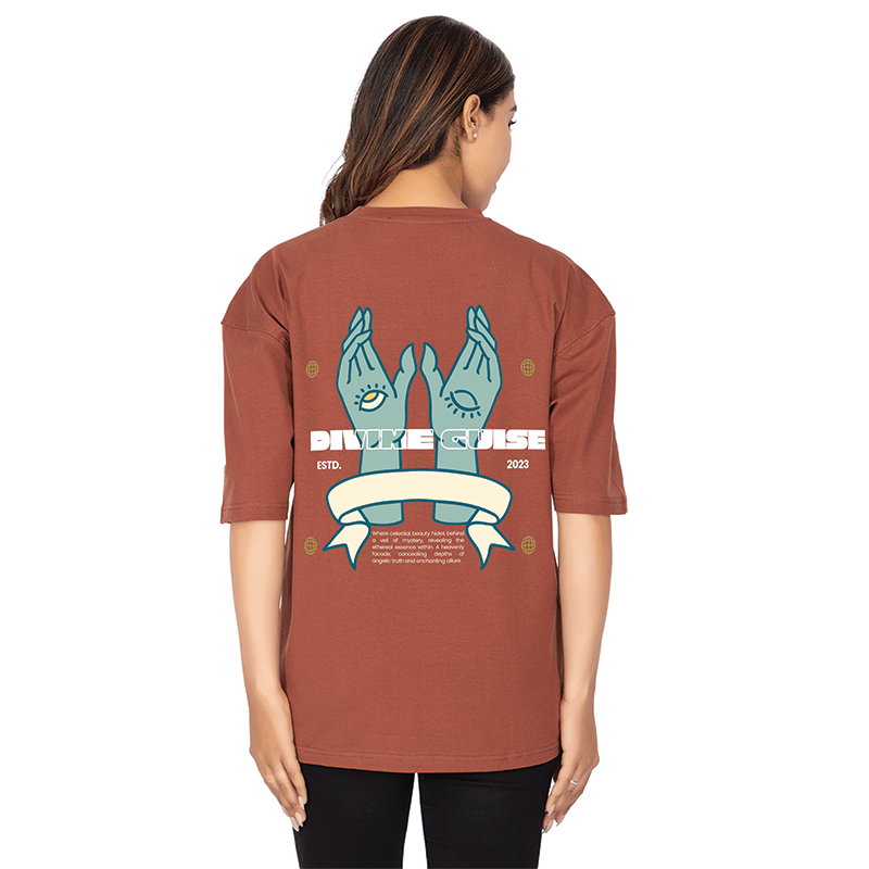 Women Teal Oversized Printed T-shirt: Divine Guise