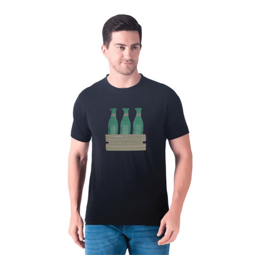 Men Black Regular Printed T-shirt: Bottled Up